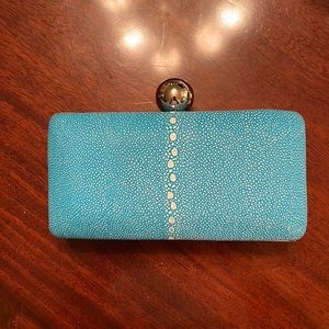 Milly Blue Clutch with Silver Detailing.